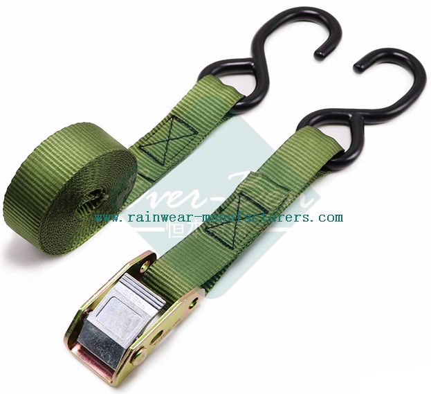 039 25mm cam buckle lashing strap with double hooks-commercial tie down straps